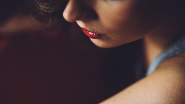 Beautiful Girl with Red Lipstick