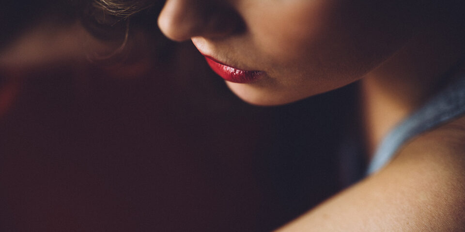 Beautiful Girl with Red Lipstick